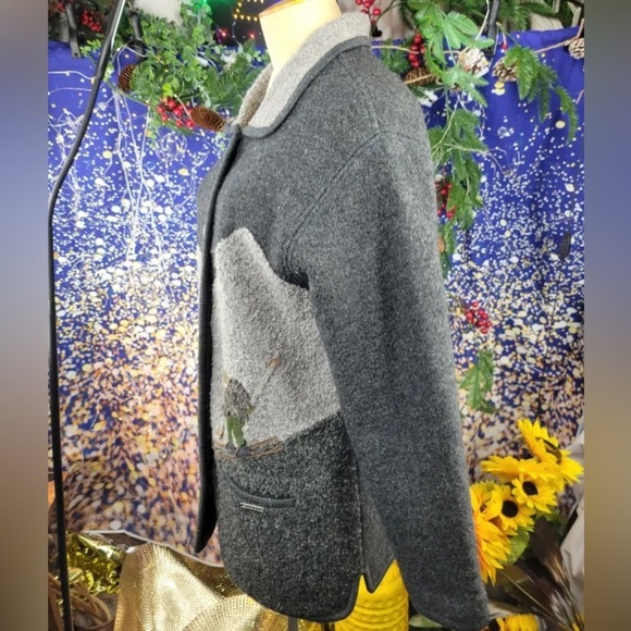 GADDY COLLECTION Vintage Wool Blend Embroidered Jacket Cardigan Sweater - Picture 7 of 10